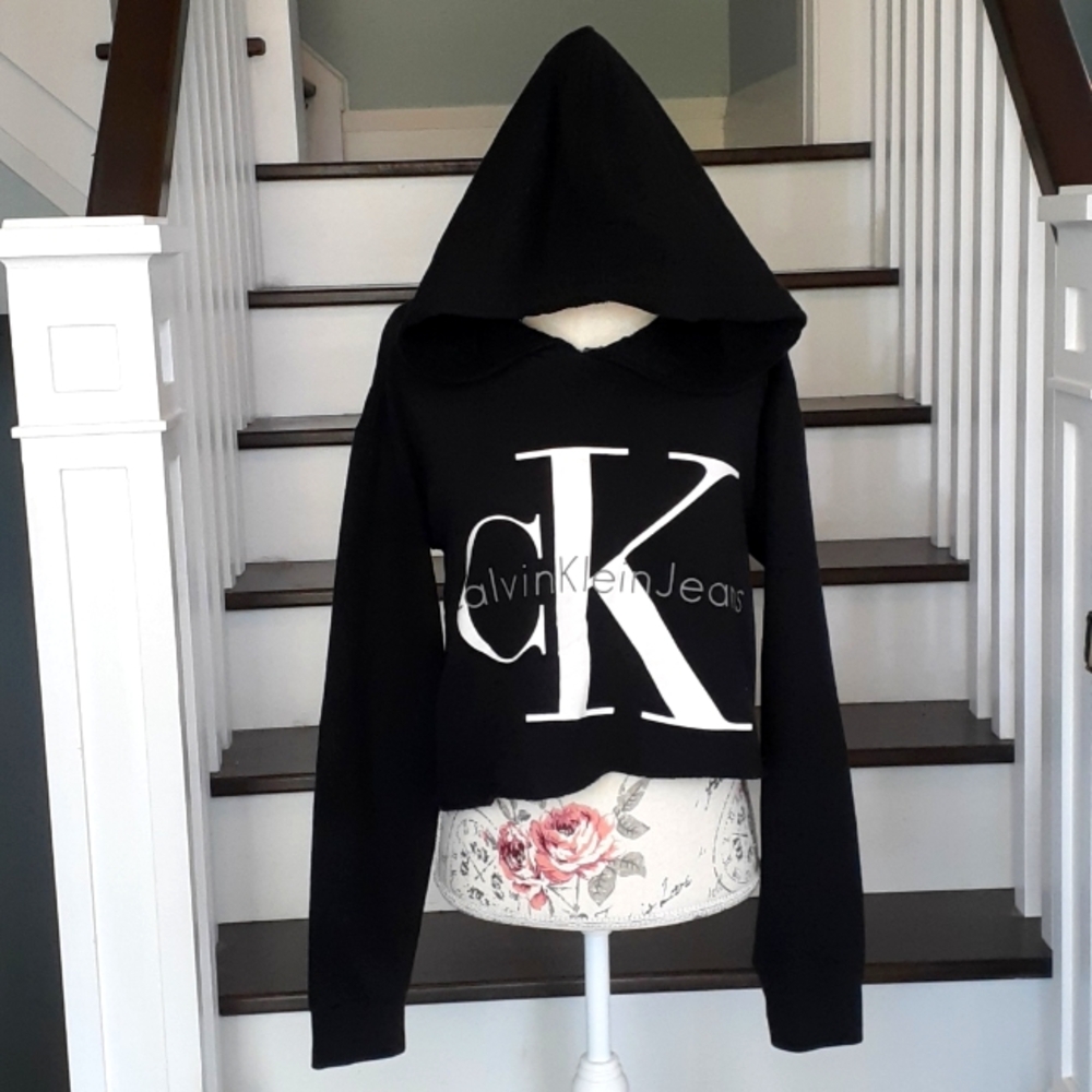 & CK Calvin Klein Jeans black cropped hoodie